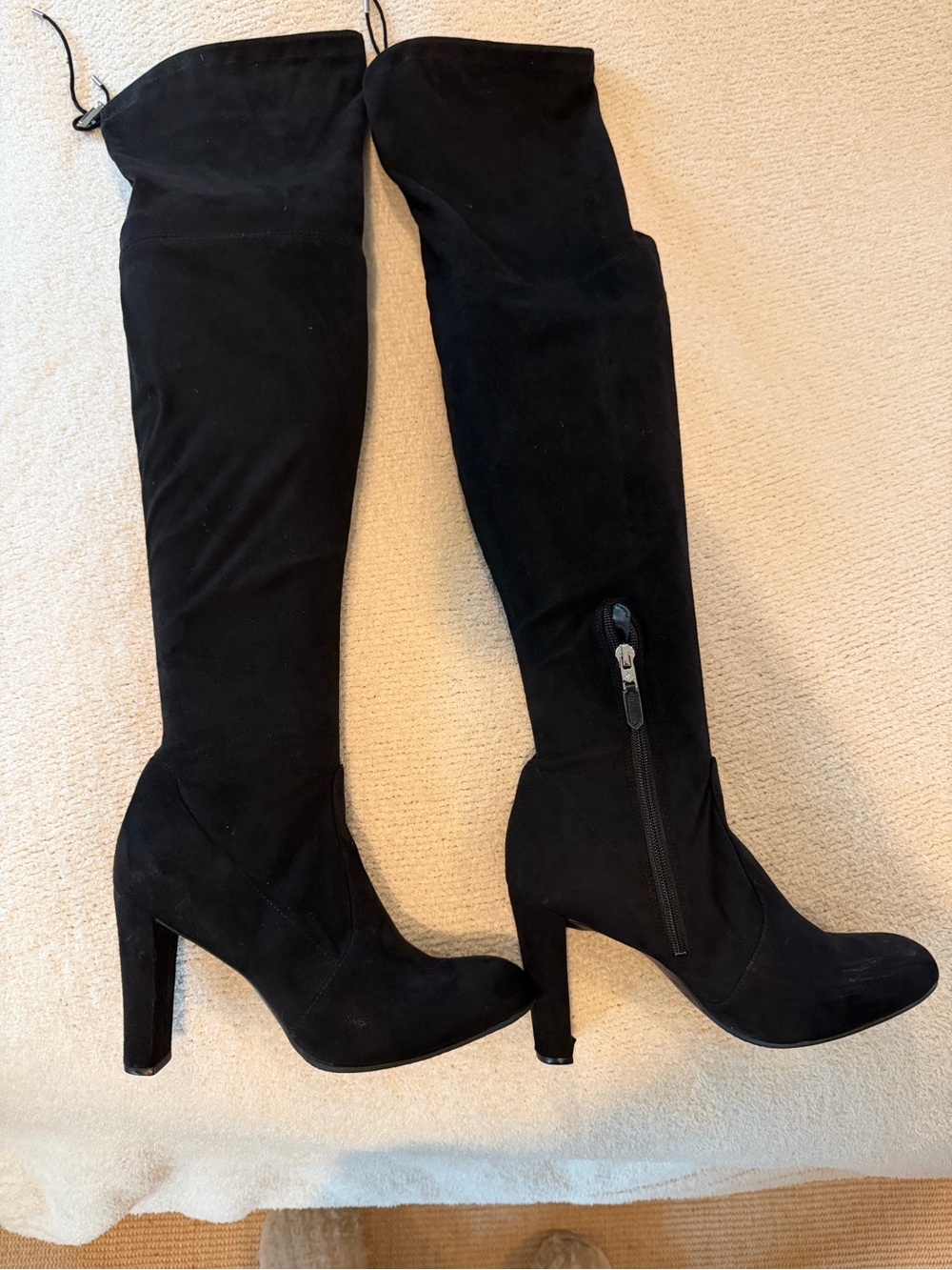 Women's Black Over-the-Knee Suede High-Heel Boots
